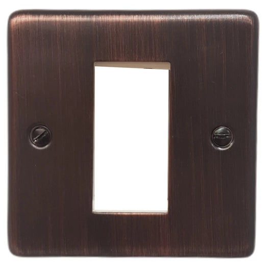 Contour Antique Copper 1 Gang 1 Mod Euro Plate + Frame