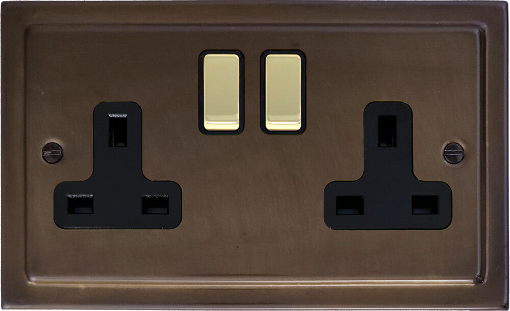 Victorian  Medium Bronze  2 Gang Socket