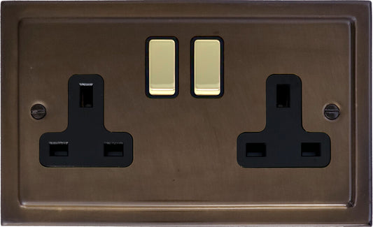 Victorian  Medium Bronze  2 Gang Socket