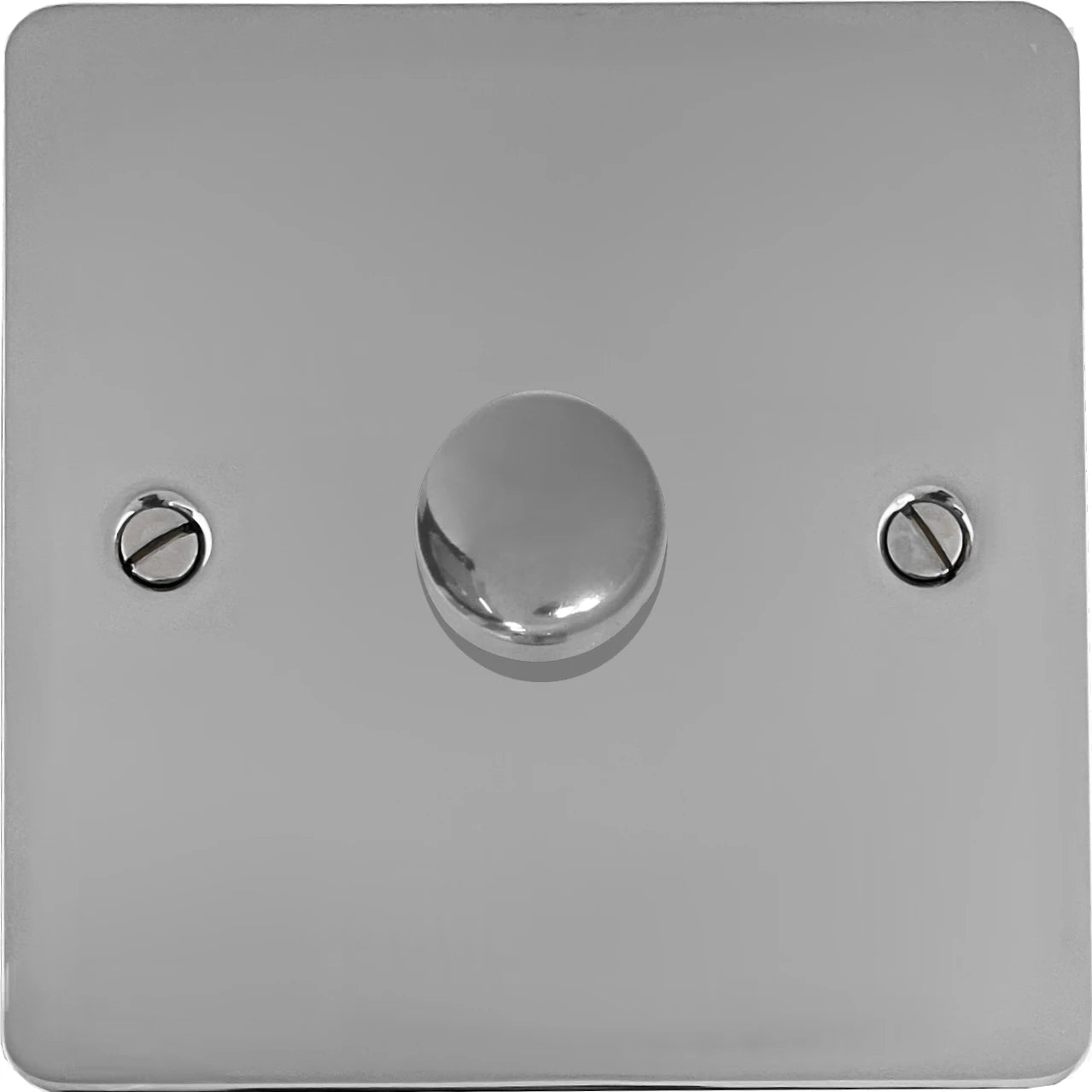 Flat Polished Chrome 1 Gang Dimmer LED