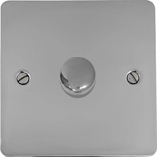 Flat Polished Chrome 1 Gang Dimmer LED