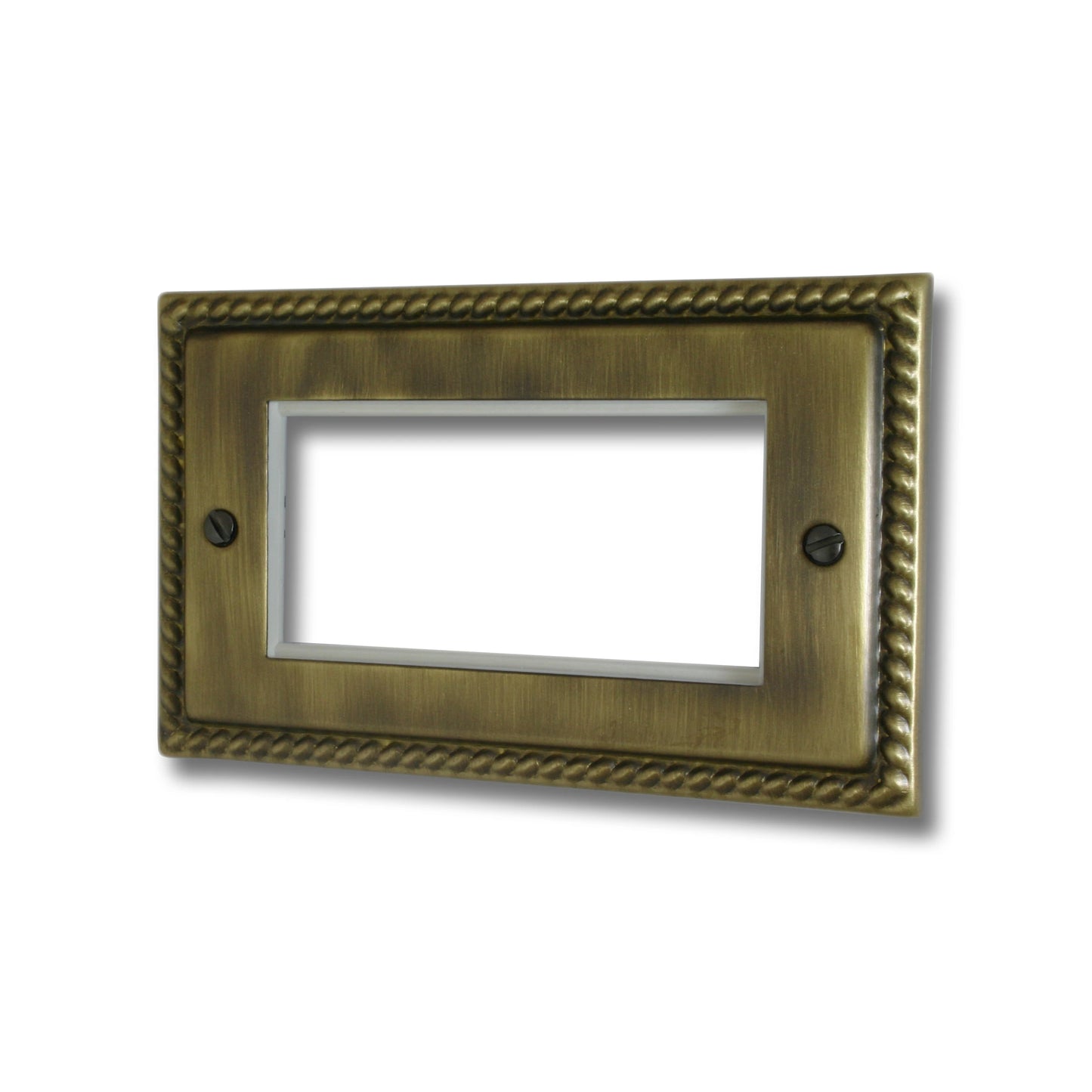 Georgian Antique Brass 2 Gang 4 Module Plate