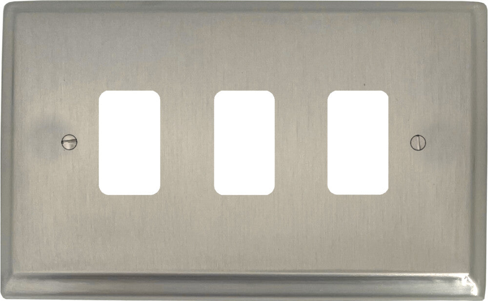 Deco Satin Nickel 3 Gang Grid Plate