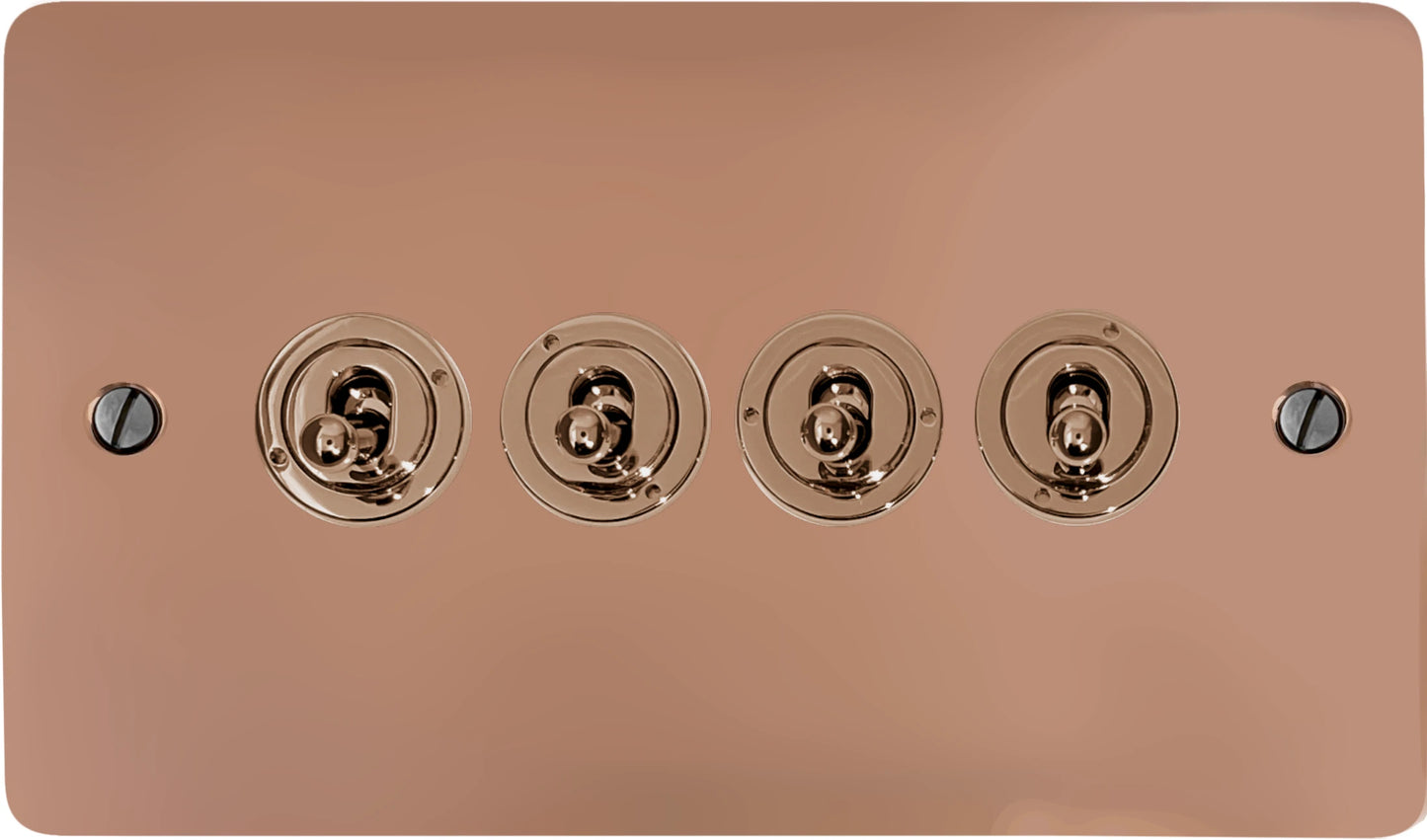 Flat Bright Copper 4 Gang Toggle