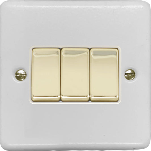 Contour Flat White Contour 3 Gang Switch