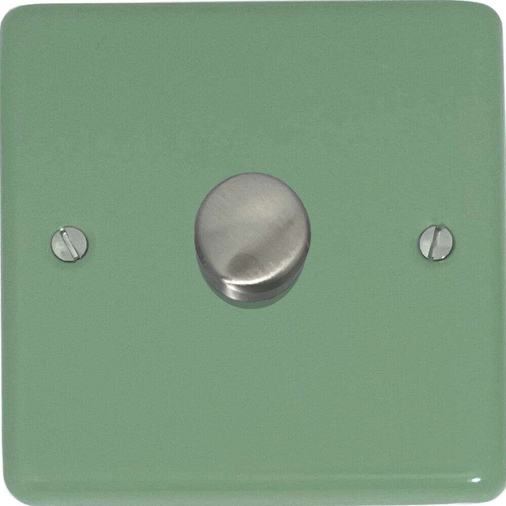Classic Sage Green 1 Gang LED Dimmer (Satin Chrome Cap)