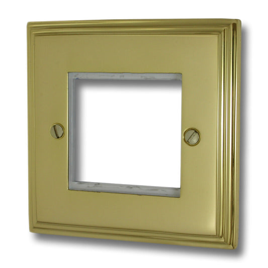 Victorian Polished Brass 1 Gang 2 Module Plate