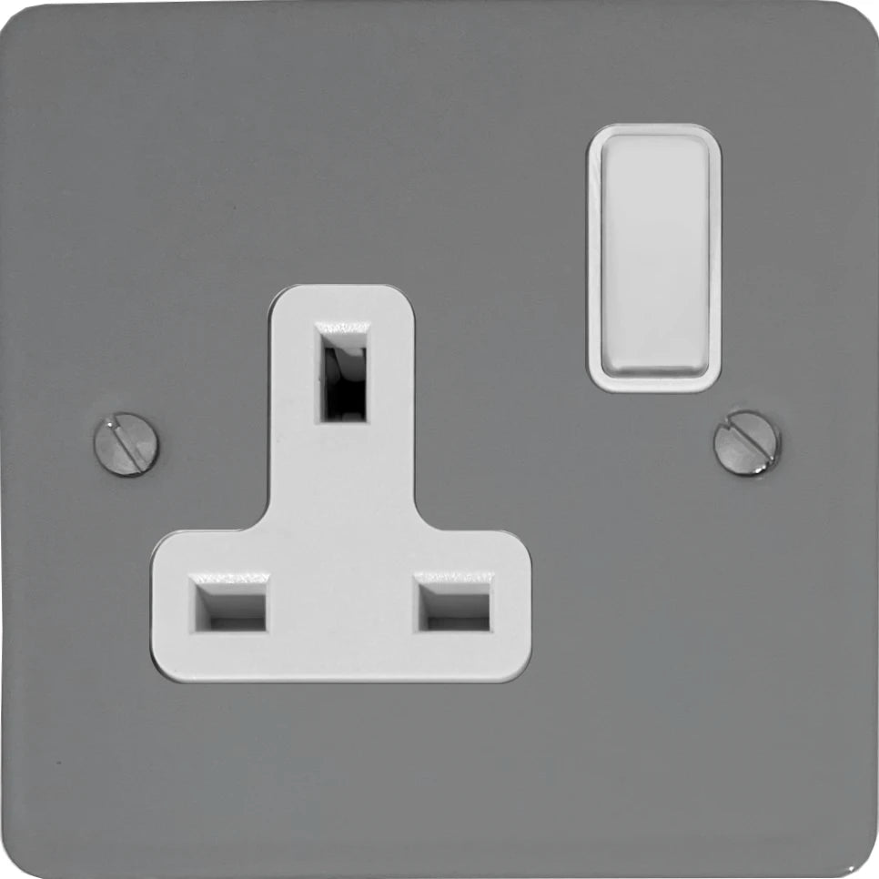 Flat Light Grey 1 Gang Switched Socket