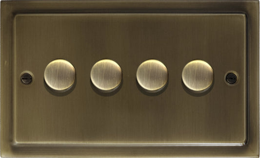 Victorian Antique Brass 4 Gang LED Dimmer