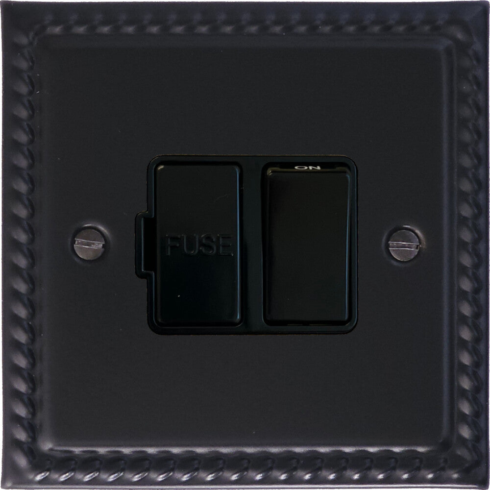 Georgian Flat Black Switched Fused Spur (Black Switch)