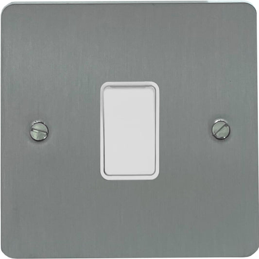Flat Brushed Steel 1 Gang 2 Way Switch