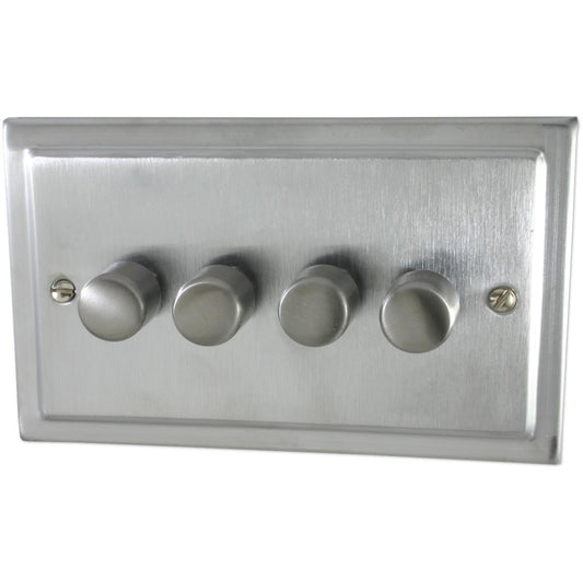 Victorian Satin Chrome 4 Gang LED Dimmer - Victorian Cast range electrical dimmer