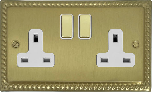Monarch  Satin Brass  2 Gang Socket
