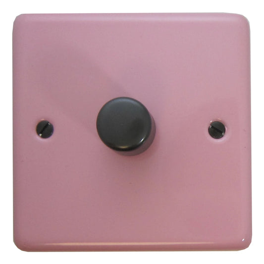 Contour Gloss Pink 1 Gang LED Dimmer (Black Nickel Cap) - Contour range electrical dimmer