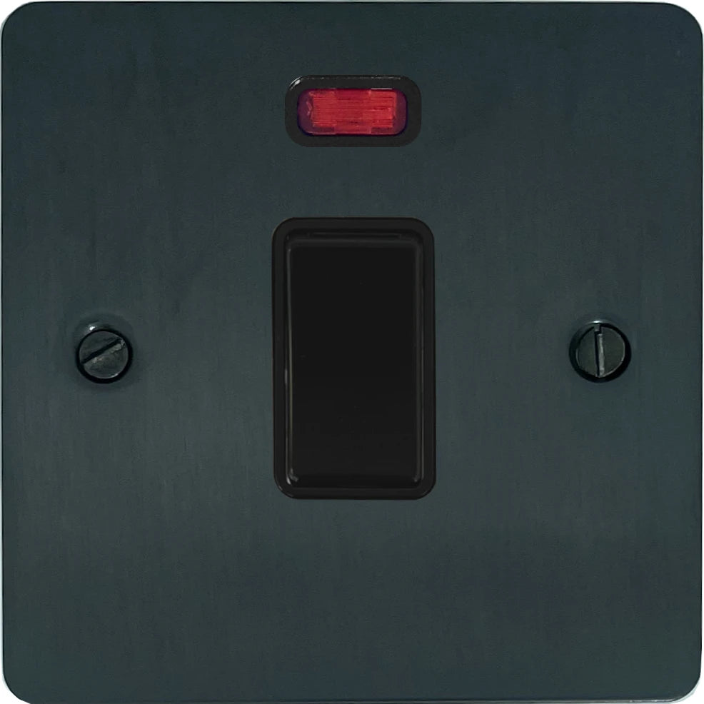 Flat Black Bronze 20A Dp Switch + Neon