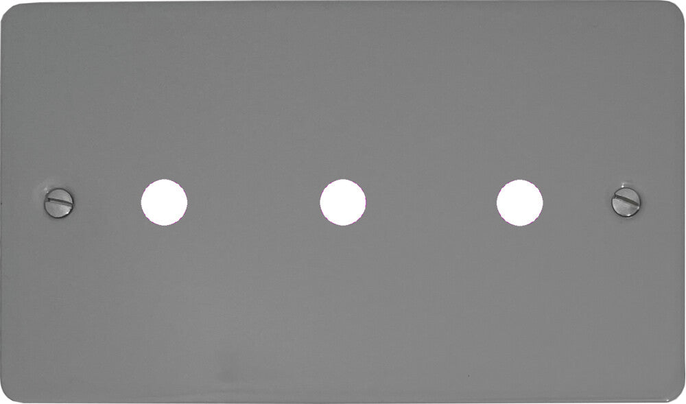 Flat Light Grey 3 Gang Grid Toggle Plate