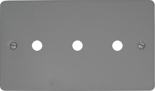 Flat Light Grey 3 Gang Grid Toggle Plate
