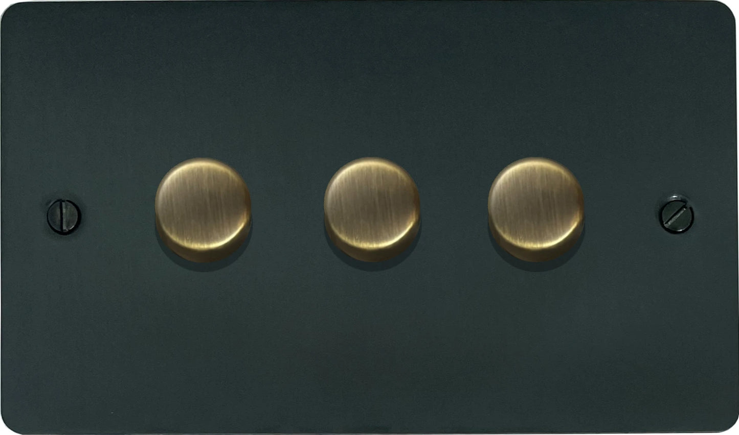 Flat Black Bronze 3 Gang LED Dimmer
