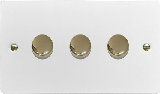 Flat White 3 Gang 120W LED Dimmer