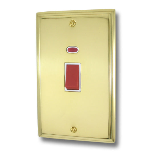 Victorian Polished Brass 45 Amp Dp Switch & Neon L/Plate