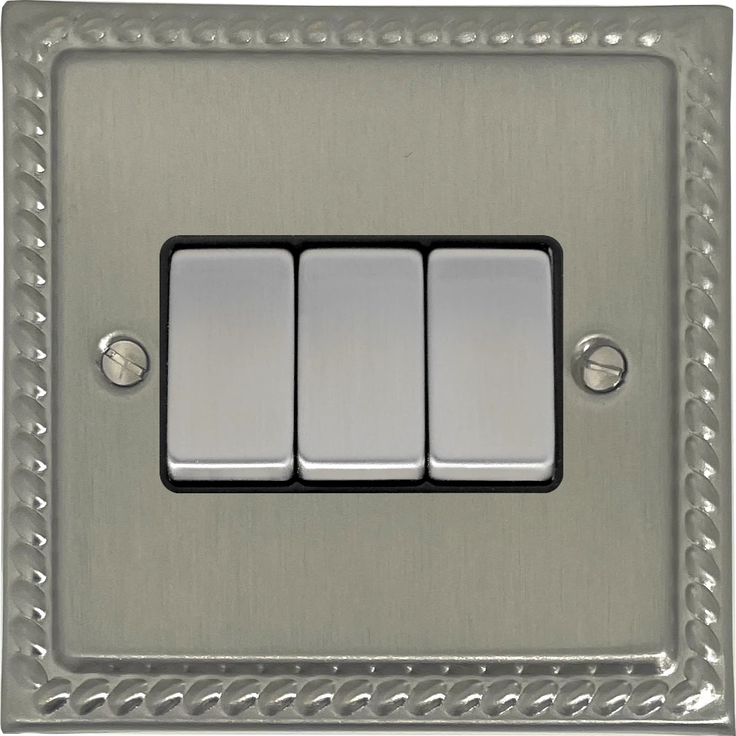 Georgian Satin Nickel 3 Gang Switch