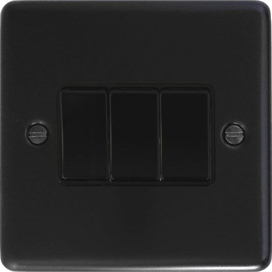 Contour Flat Black 3 Gang Switch
