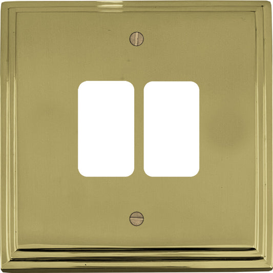 Victorian Polished Brass 2 Gang Grid Plate