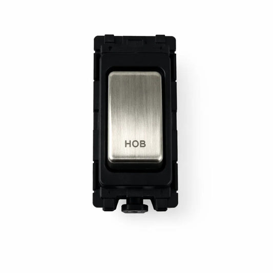 20A DP Switch - Engraved -Hob - Black and Satin Chrome Switch