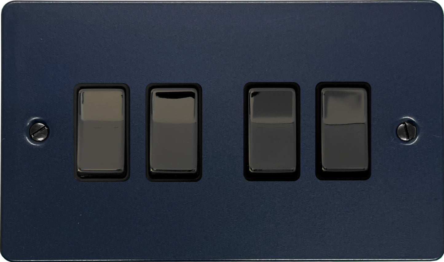 Flat Blue 4 Gang Switch (Black Nickel Switches/Black Inserts)