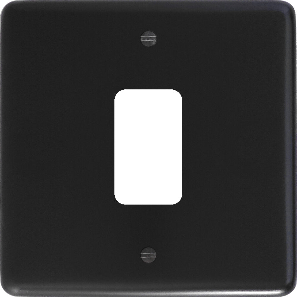 Contour Flat Black 1 Gang 2 Way Grid Plate