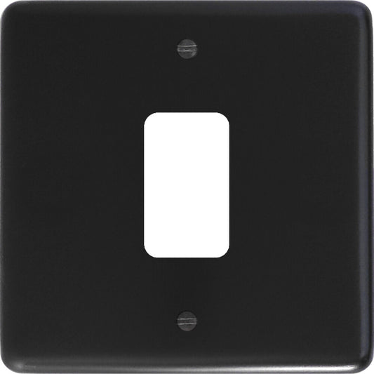 Contour Flat Black 1 Gang 2 Way Grid Plate
