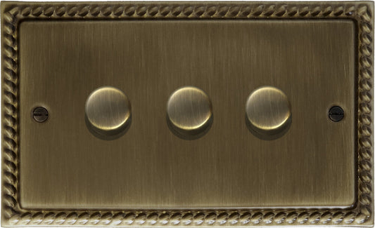 Georgian Antique Brass 3 Gang LED Dimmer