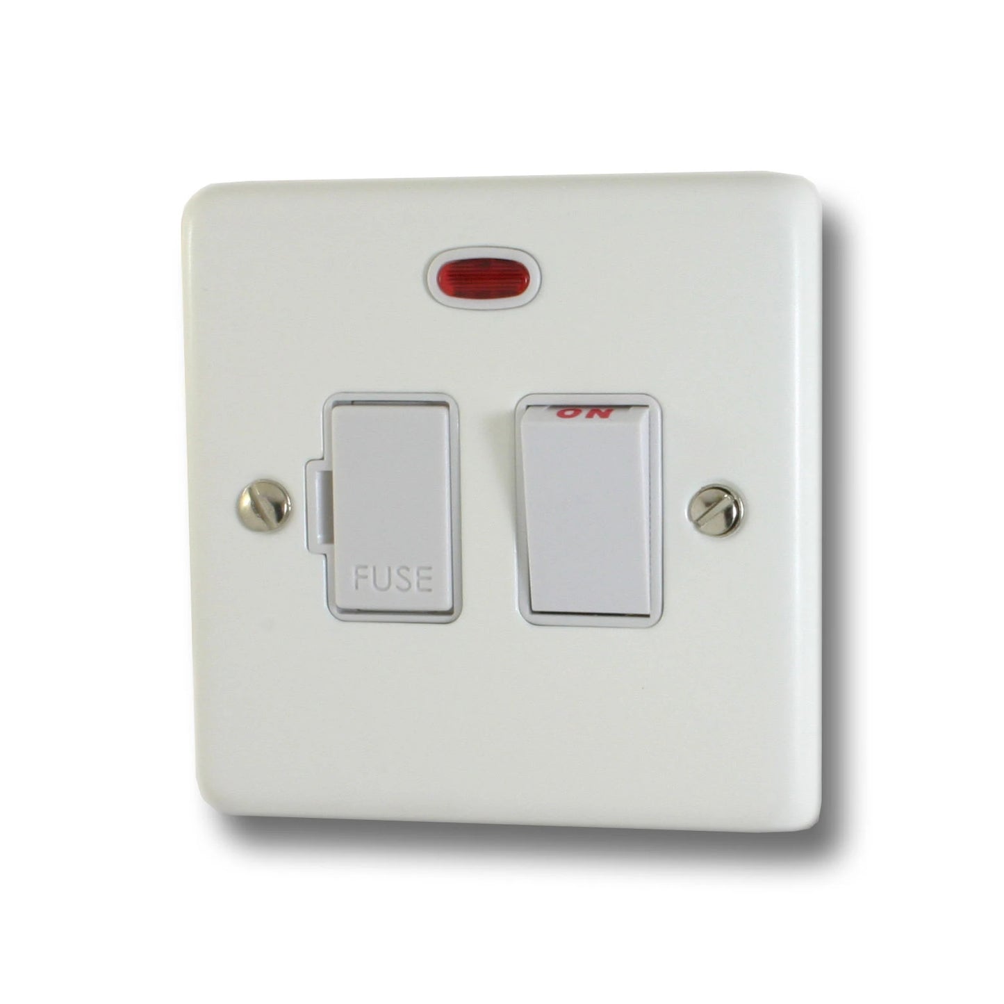 Contour Flat White Switch Fused Spur + Neon