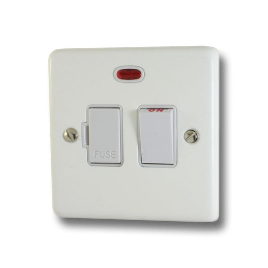 Contour Flat White Switch Fused Spur + Neon