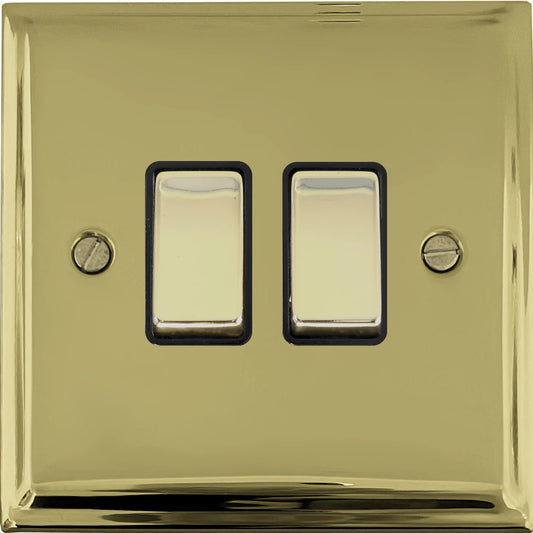 Deco Polished Brass 2 Gang Switch