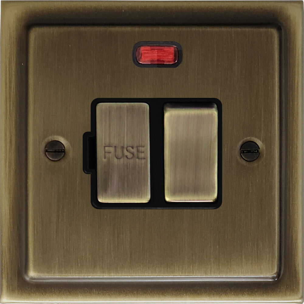 Victorian Antique Brass Switch Fused Spur with Neon (Brass Switch)