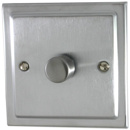 Victorian Satin Chrome 1 Gang Dimmer 400W