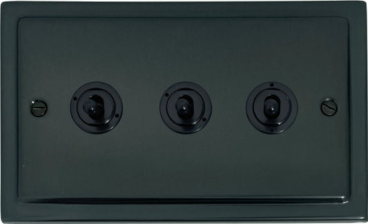 Victorian Black Bronze 3 Gang Toggle (Flat Black Toggle)