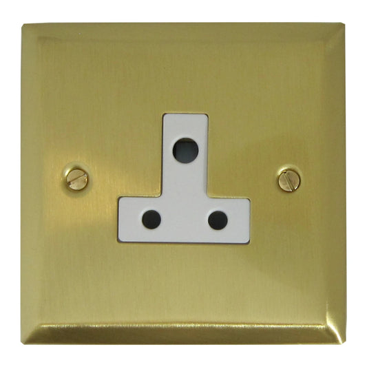 Spectrum Satin Brass 5 Amp Socket (White Plastic)