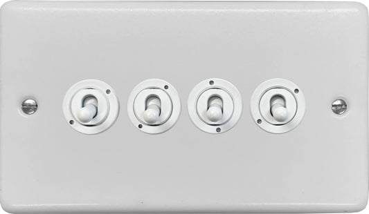 Contour Flat White 4 Gang Toggle (White Toggle)