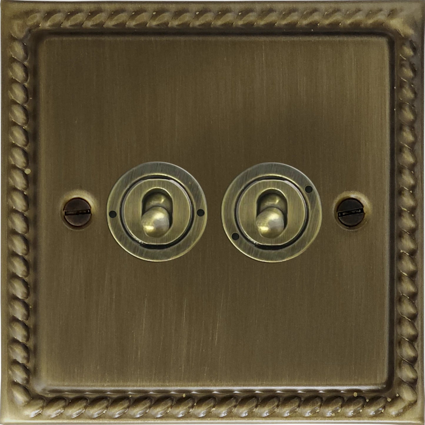 Georgian Antique Brass 2 Gang Toggle Switch