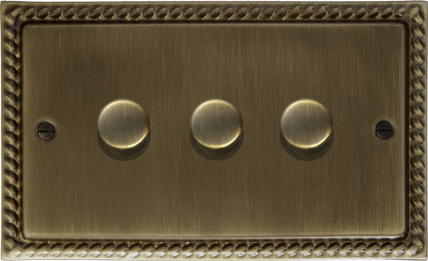 Georgian Antique Brass 3 Gang LED Dimmer