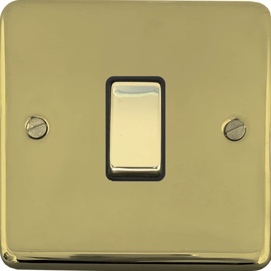 Contour  Unlacquered Brass  1 Gang 2 Way Switch - Contour range electrical switch