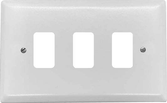 Spectrum Flat White 3 Gang Grid Plate