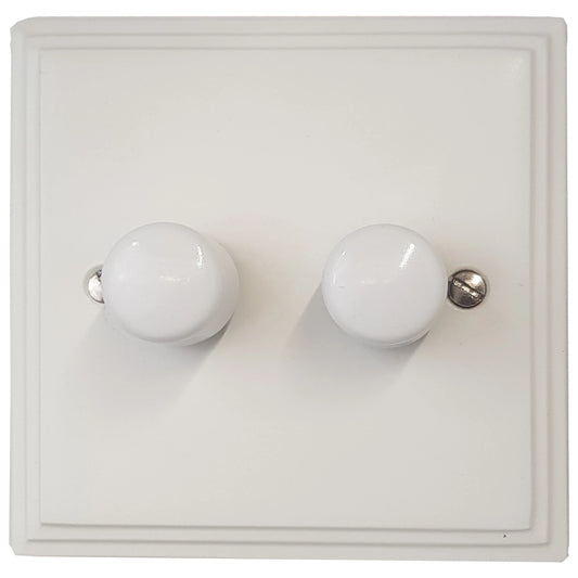 Victorian Flat White 2 Gang LED Dimmer