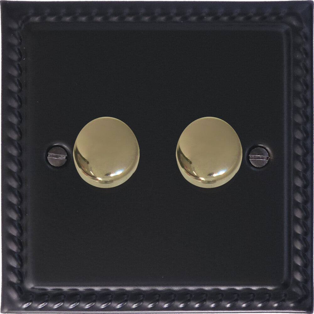 Georgian Flat Black 2 Gang Dimmer LED