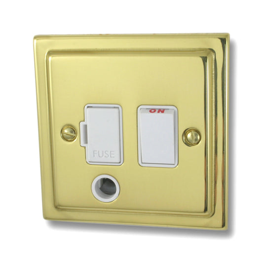 Victorian Unlacquered Brass Swt. Fused Spur & F/Out - Victorian Cast range electrical spur