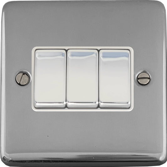 Contour Polished Chrome 3 Gang 2 Way Switch
