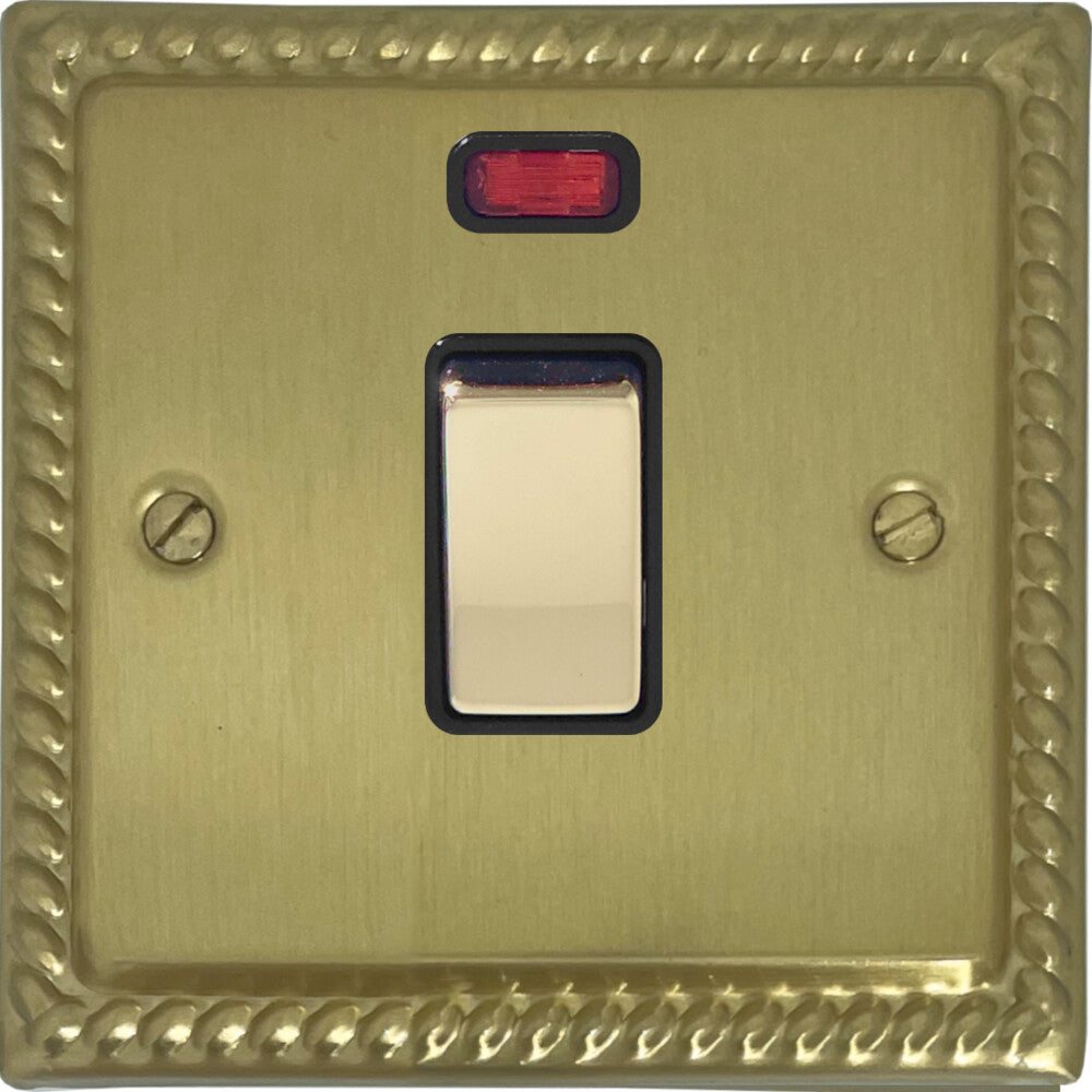 Georgian Satin Brass 20 Amp Dp Switch & Neon