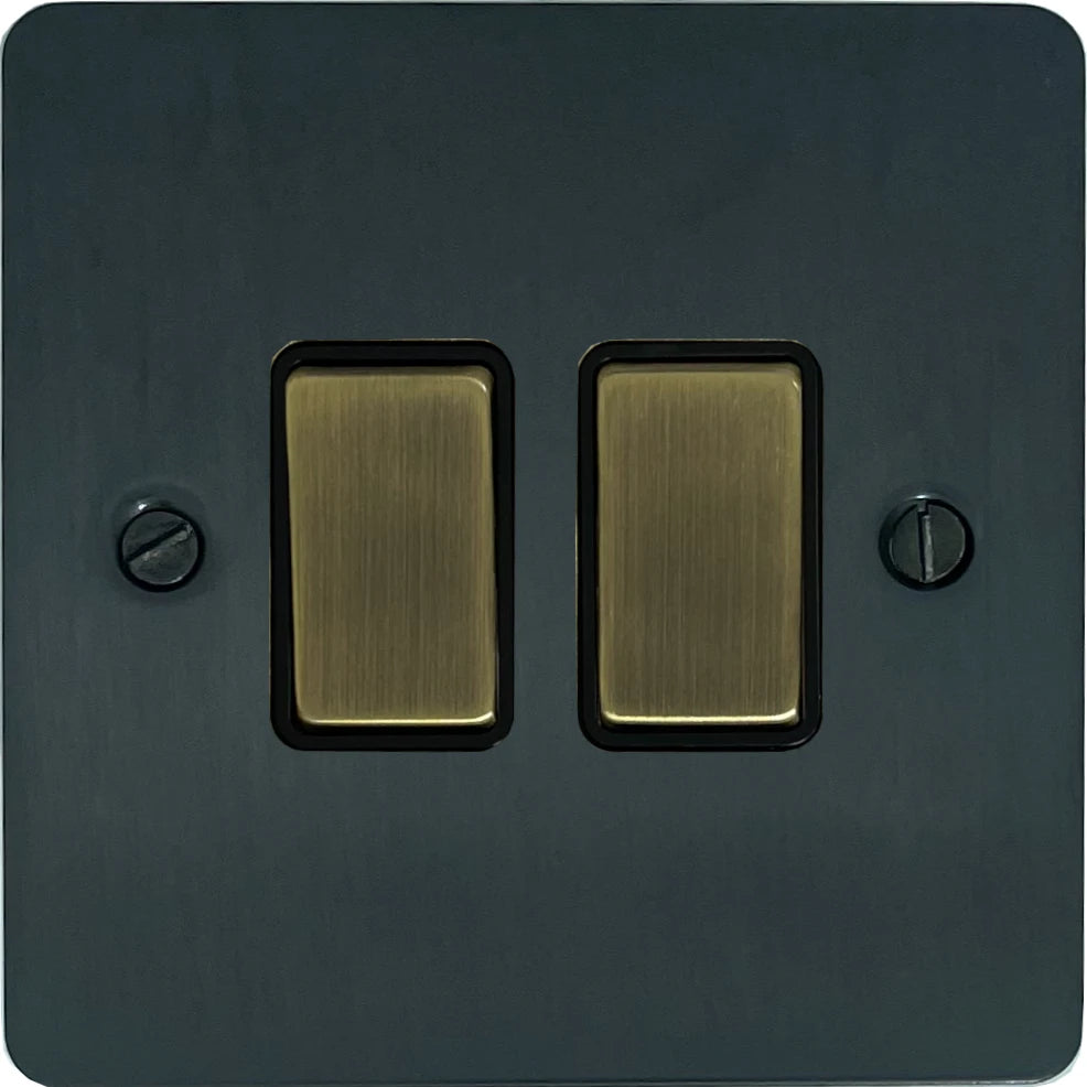Flat Black Bronze 2 Gang Switch